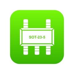 Military microchip icon green vector isolated on white background