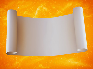 3D rendering of a magical blank scroll.