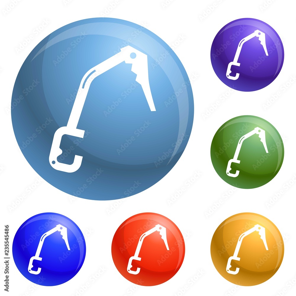 Aufkleber climb tool icons set vector 6 color isolated on white background