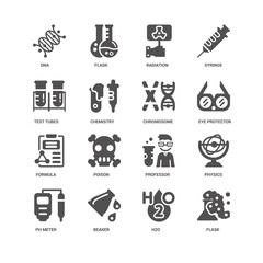 Flask, Chemistry, Dna, Physics, Professor, Poison, H2o icon 16 s