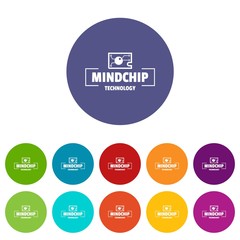 Mindchip technology icons color set vector for any web design on white background