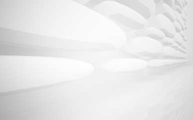 Abstract smooth white interior of the future. Architectural background. 3D illustration and rendering 