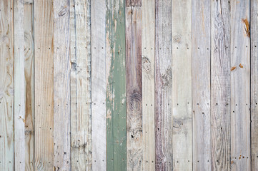 Rustic weathered wooden fence background with rough imperfections and peeling paint on wood grain texture