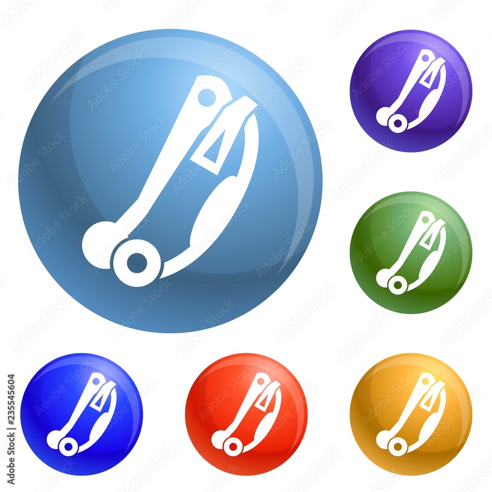 Aufkleber climb mountain tool icons set vector 6 color isolated on white background