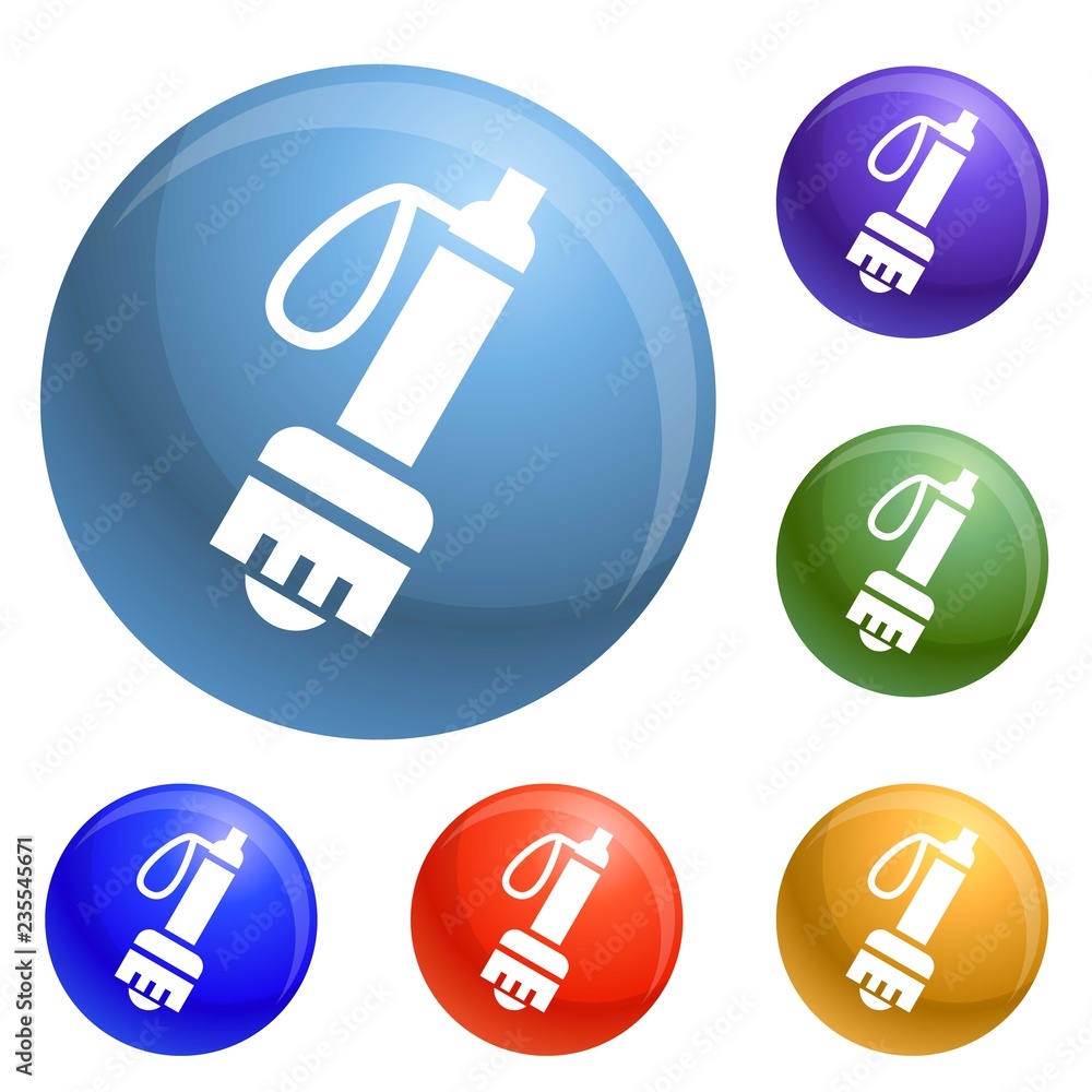 Poster climb flashlight icons set vector 6 color isolated on white background