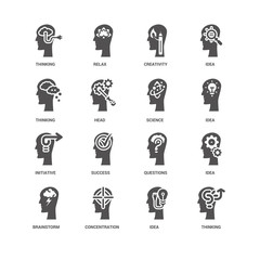 Thinking, Head, Relax, Idea, Questions, Success, Idea icon 16 se