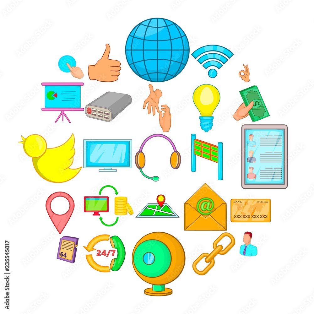 Aufkleber global information icons set. cartoon set of 25 global information vector icons for web isolated on 
