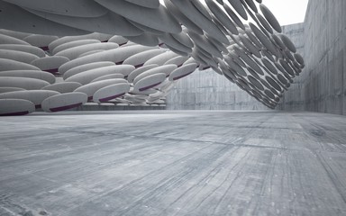 Empty dark abstract glass violet and concrete smooth interior. Architectural background. 3D illustration and rendering