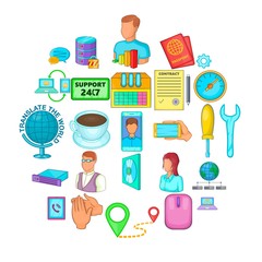 Ubiquitous globalization icons set. Cartoon set of 25 ubiquitous globalization vector icons for web isolated on white background