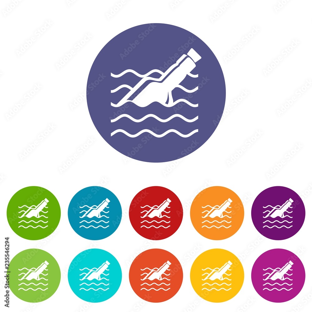 Poster message in bottle icons color set vector for any web design on white background