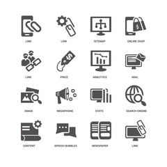 Link, Mail, Analytics, Content, Search engine, Image, Newspaper,