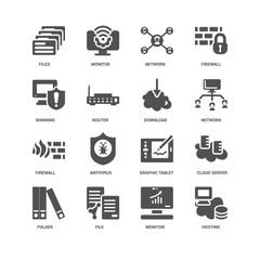 Hosting, Network, Download, Folder, Cloud server, Files, Warning