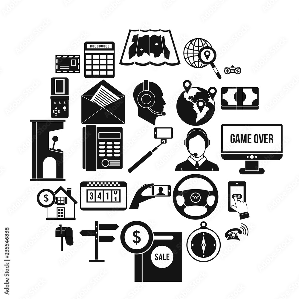 Poster service phone icons set. simple set of 25 service phone vector icons for web isolated on white backg