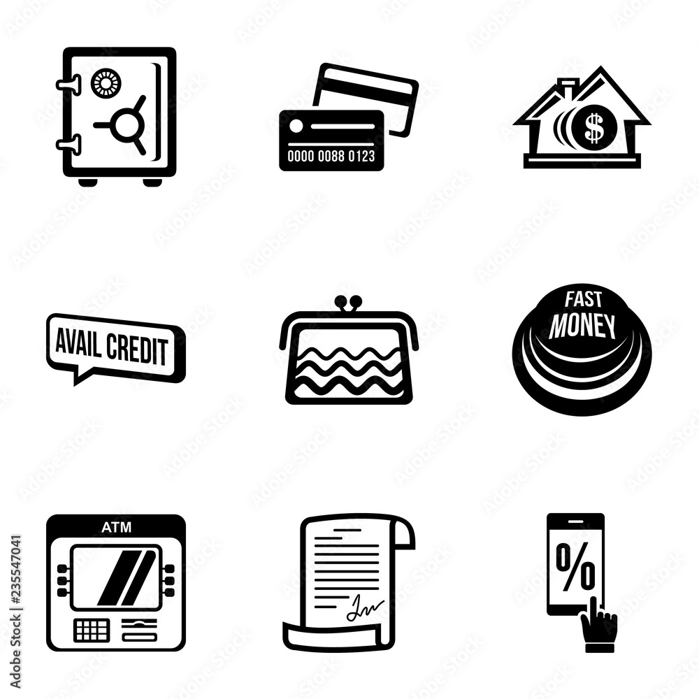 Poster transfer of money icons set. simple set of 9 transfer of money vector icons for web isolated on whit