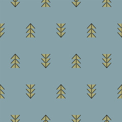 Christmas vector seamless pattern with Christmas geometric abstraction trees. New Year's background. Hipster fashion design