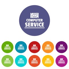 Computer service icons color set vector for any web design on white background