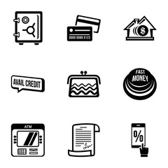 Transfer of money icons set. Simple set of 9 transfer of money vector icons for web isolated on white background