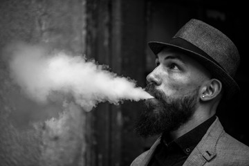 stylish bearded man in bloop wipe habit