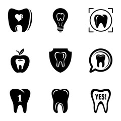 Tooth repair icons set. Simple set of 9 tooth repair vector icons for web isolated on white background