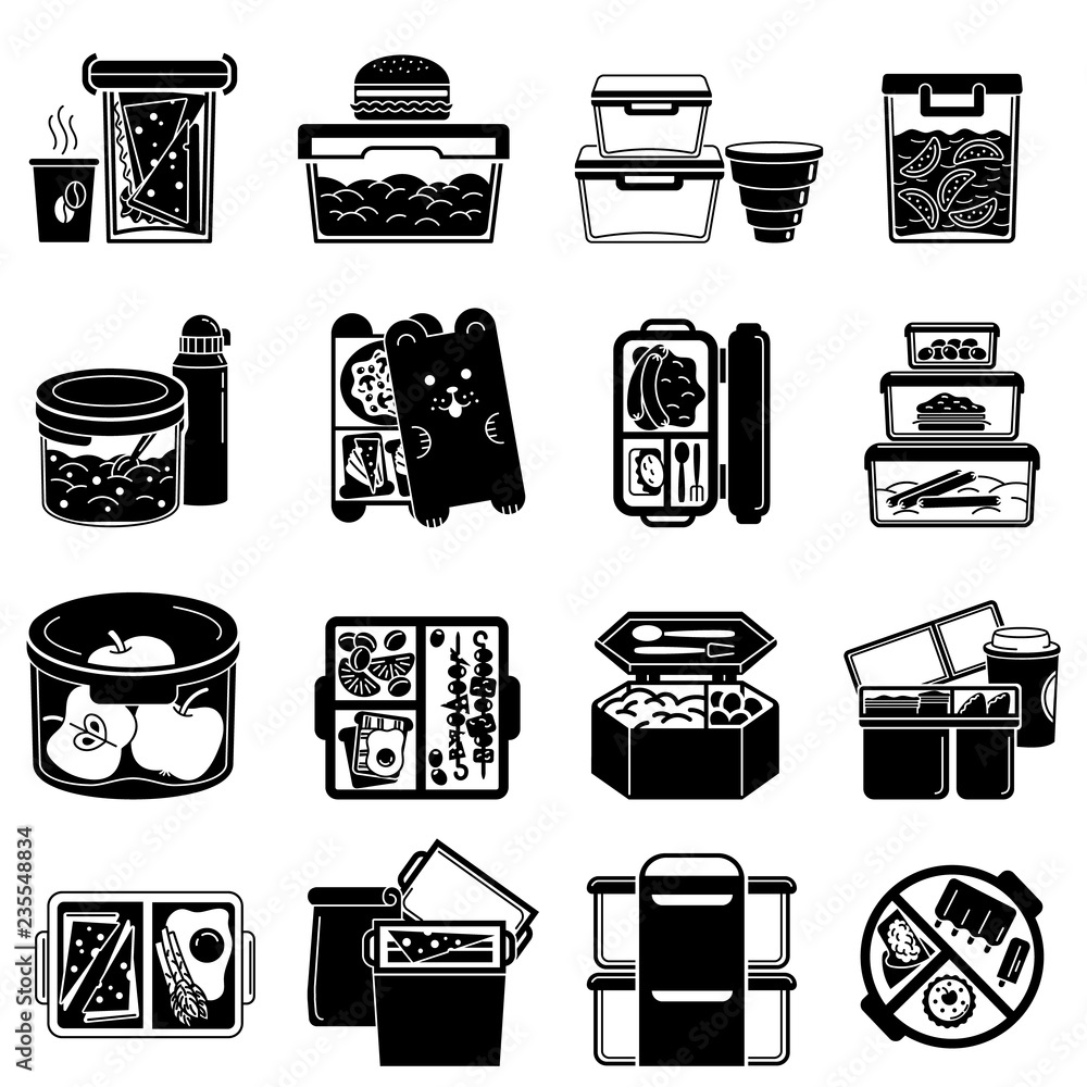 Poster lunchbox icon set. simple set of lunchbox vector icons for web design on white background