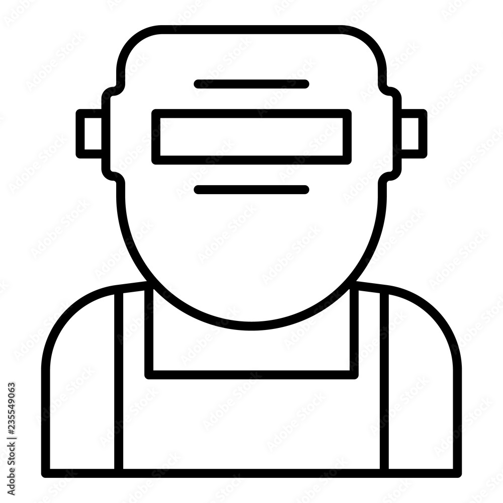 Poster welder mask face icon. outline welder mask face vector icon for web design isolated on white backgro