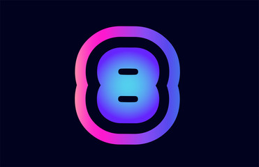 8 pink blue gradient number logo icon design