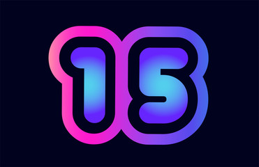 15 pink blue gradient number logo icon design