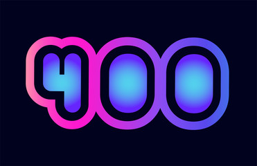 400 pink blue gradient number logo icon design