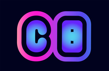 cb c b pink blue gradient alphabet letter logo combination icon design