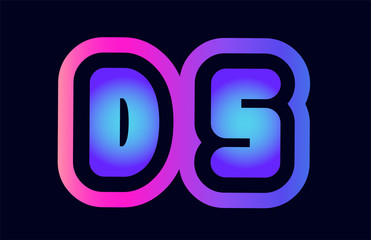 ds d s pink blue gradient alphabet letter logo combination icon design