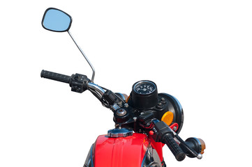 old model motorbike red isolated on white background