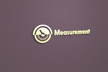 3D illustration of Measurement, yellow color and yellow text with purple background.