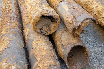 pipes clogged with sediment rust