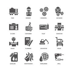 Drill, Conveyor, Plan, Gasoline, Truck, Tank, Id card, Gauge, Wo