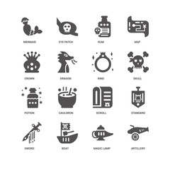 Artillery, Skull, Ring, Sword, Standard, Mermaid, Crown, Potion,