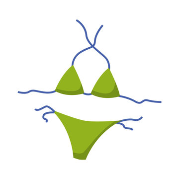vector woman bikini illustration, lingerie fashion design, green swimsuit