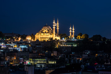Fototapeta premium Süleymaniye Camii in Istanbul at night.