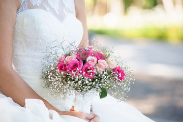 wedding bouquet in bride's hands