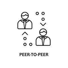 peer-to-peer icon with name. Element of crypto currency for mobile concept and web apps. Thin line peer-to-peer icon can be used for web and mobile