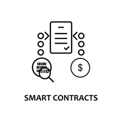 smart contracts icon with name. Element of crypto currency for mobile concept and web apps. Thin line smart contracts icon can be used for web and mobile