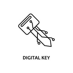 digital key icon with name. Element of crypto currency for mobile concept and web apps. Thin line digital key icon can be used for web and mobile