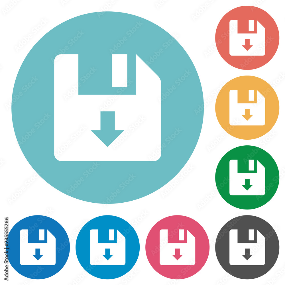 Poster move down file flat round icons