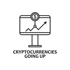 Fototapeta premium cryptocurrencies going up icon with name. Element of crypto currency for mobile concept and web apps. Thin line cryptocurrencies going up icon can be used for web and mobile