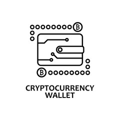 cryptocurrency wallet icon with name. Element of crypto currency for mobile concept and web apps. Thin line cryptocurrency wallet icon can be used for web and mobile