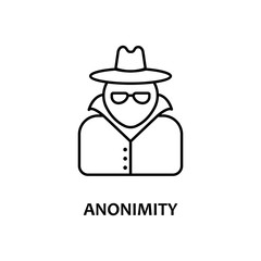anonimity icon with name. Element of crypto currency for mobile concept and web apps. Thin line anonimity icon can be used for web and mobile