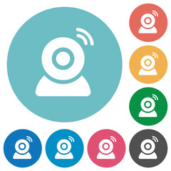 Wireless camera flat round icons