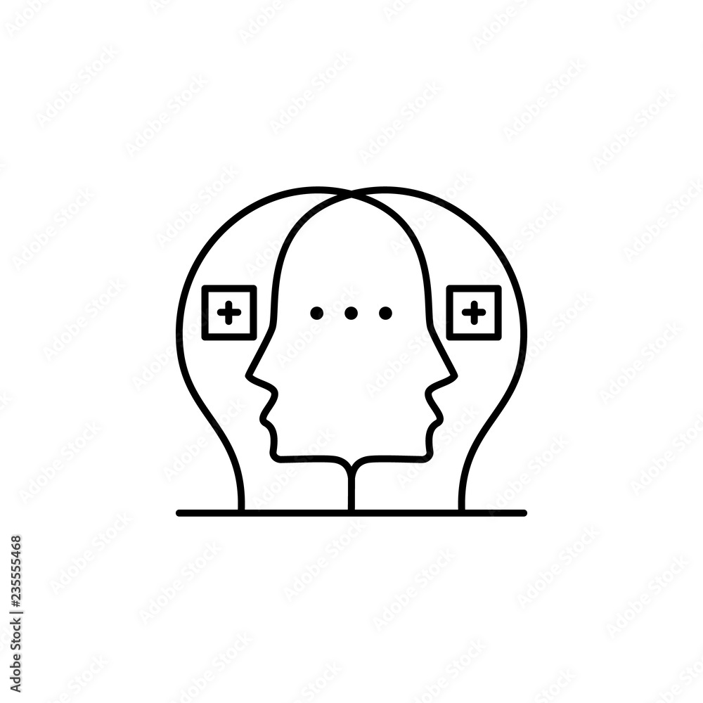 Poster brainstorming, face, idea icon. element of growth hacking icon. thin line icon for website design an