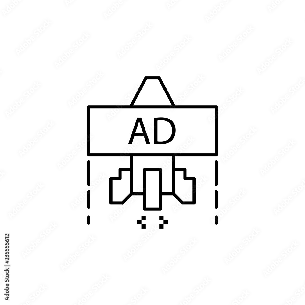 Poster advertisement, banners, rocket icon. element of growth hacking icon. thin line icon for website desi