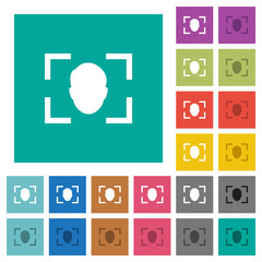Camera selfie mode square flat multi colored icons
