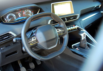 steering wheel in the new modern car